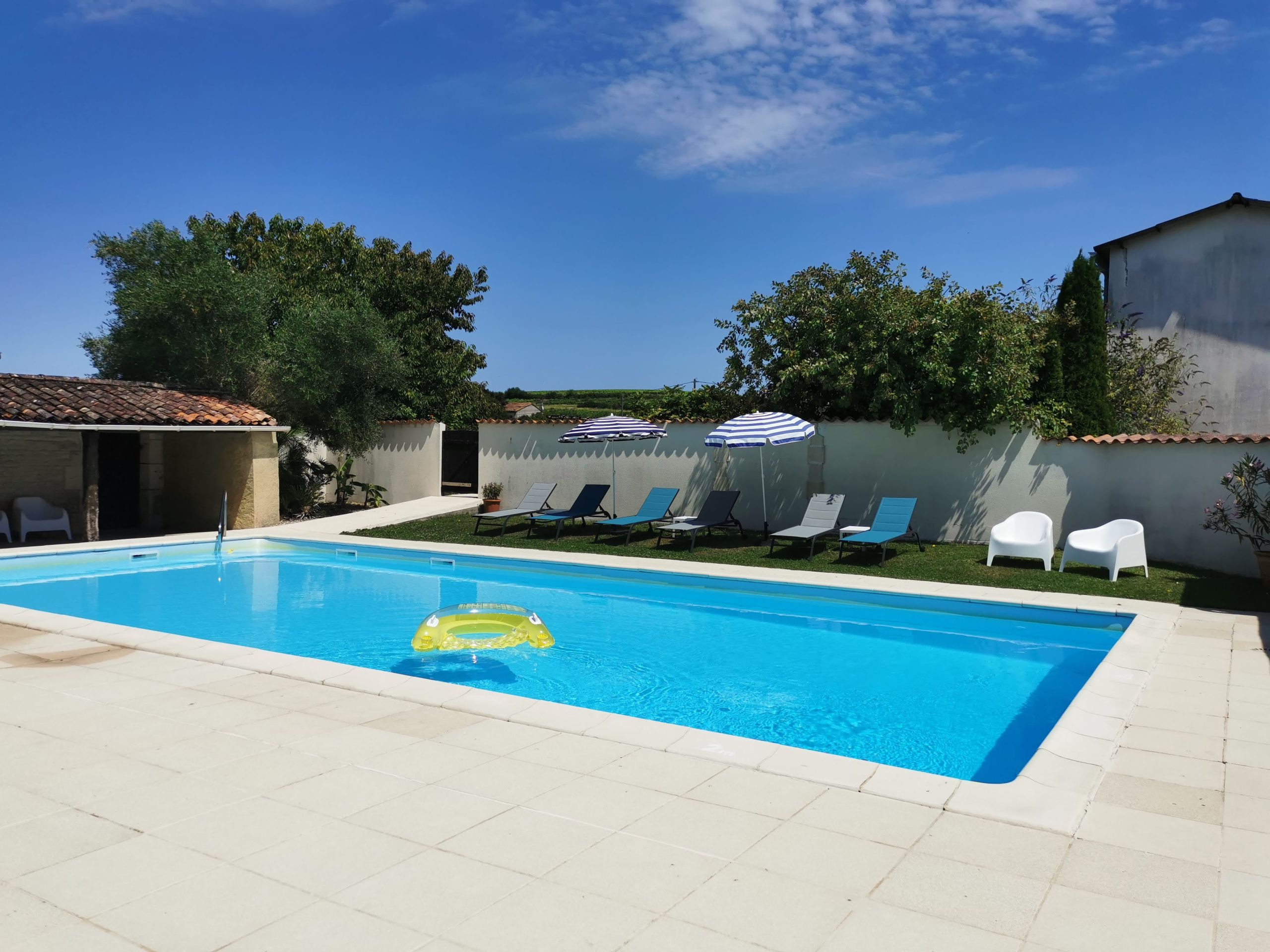 Large secure swimming pool at L’Ancienne Distillerie in Charente