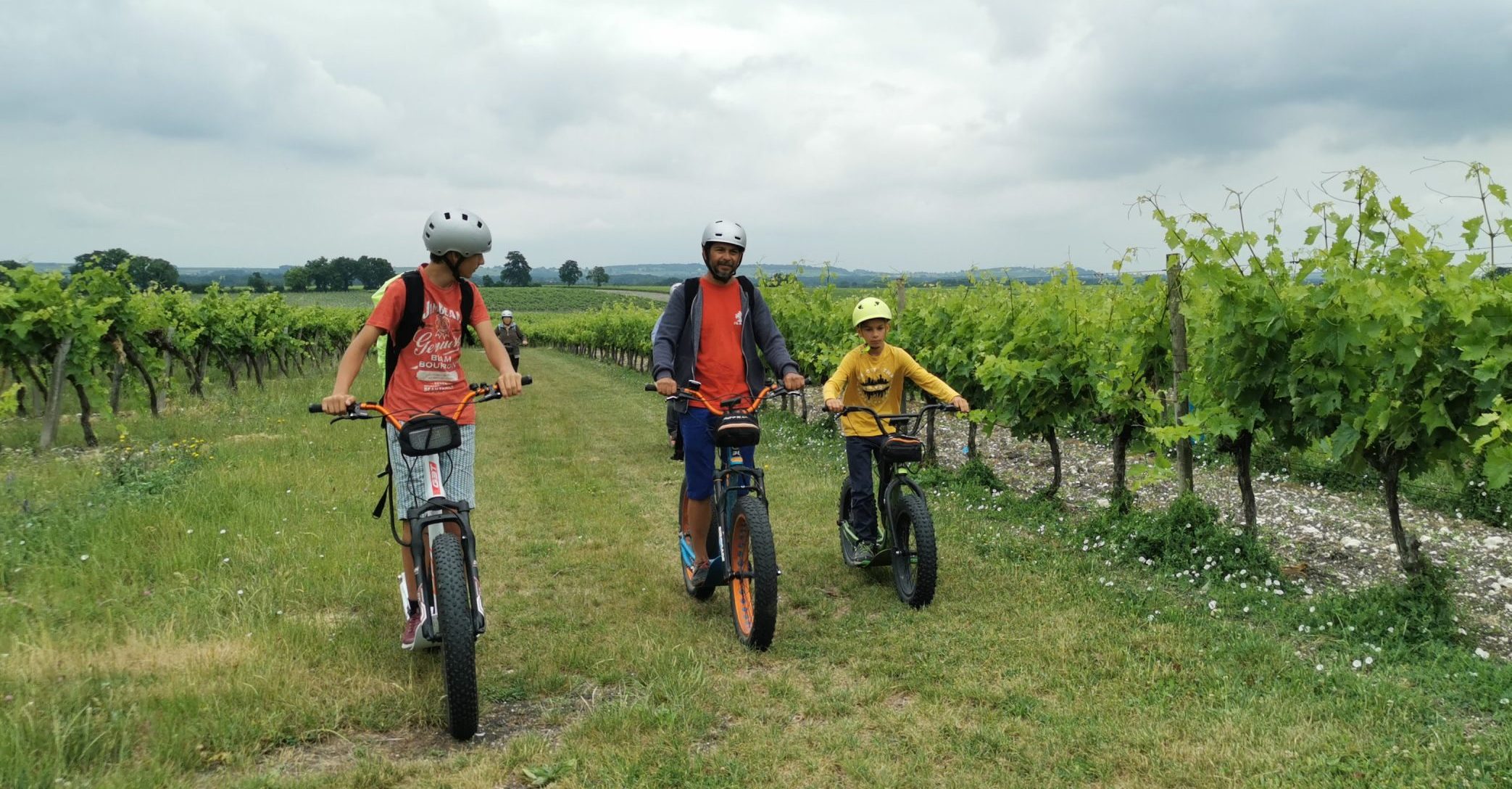 Electric scooter ride through vineyards near Cognac